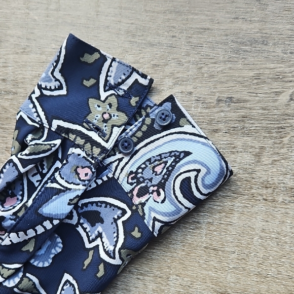 LOFT Navy Floral Long Sleeve Dress - Picture 7 of 7